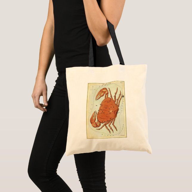 Vintage Zodiac Astrology Cancer Crab Constellation Tote Bag (Front (Product))
