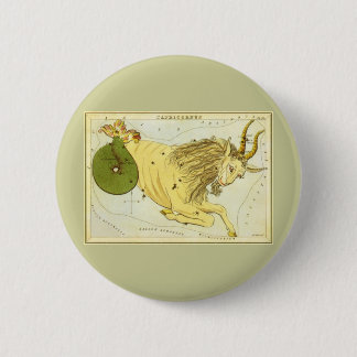 Vintage Zodiac, Astrology Capricorn Constellation 6 Cm Round Badge
