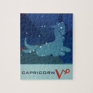 Vintage Zodiac, Astrology Capricorn Constellation Jigsaw Puzzle