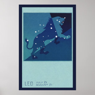 Vintage Zodiac Astrology Leo Lion Constellation Poster