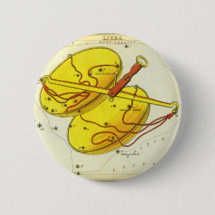 Vintage Zodiac Astrology Libra Scale Constellation 6 Cm Round Badge