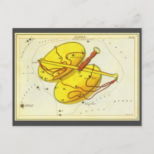 Vintage Zodiac Astrology Libra Scale Constellation Postcard