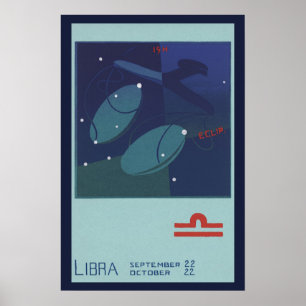 Vintage Zodiac Astrology Libra Scale Constellation Poster