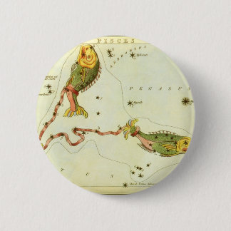 Vintage Zodiac Astrology Pisces Fish Constellation 6 Cm Round Badge