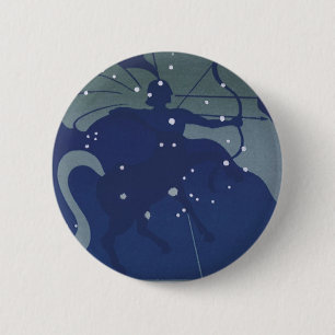 Vintage Zodiac Astrology Sagittarius Constellation 6 Cm Round Badge