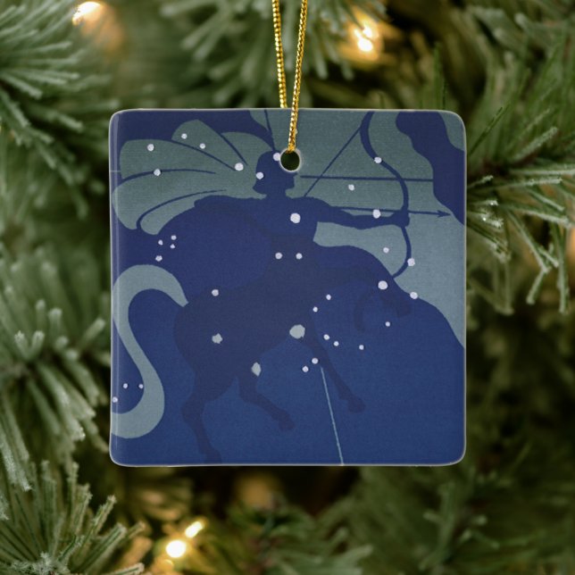 Vintage Zodiac Astrology Sagittarius Constellation Ceramic Ornament (Tree)