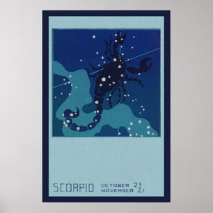 Vintage Zodiac Astrology, Scorpio Constellation Poster