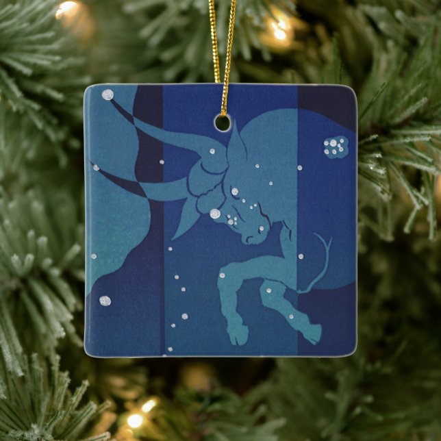 Vintage Zodiac Astrology, Taurus Constellation Ceramic Ornament (Tree)