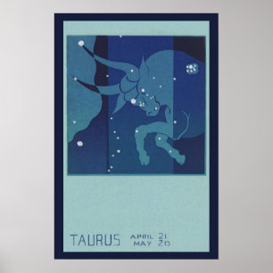 Vintage Zodiac Astrology, Taurus Constellation Poster