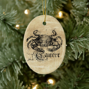 Vintage Zodiac Cancer Ceramic Tree Decoration
