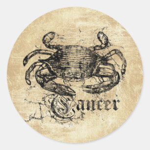 Vintage Zodiac Cancer Classic Round Sticker