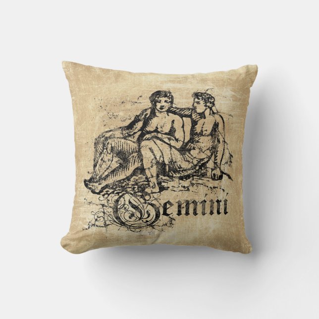 Vintage Zodiac Gemini Cushion (Front)