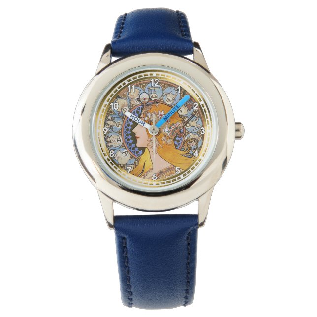 Vintage Zodiac Horoscope Astrology Watch by  Mucha (Front)