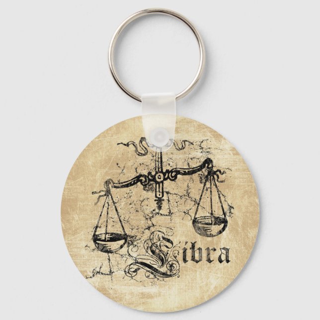 Vintage Zodiac Libra Key Ring (Front)