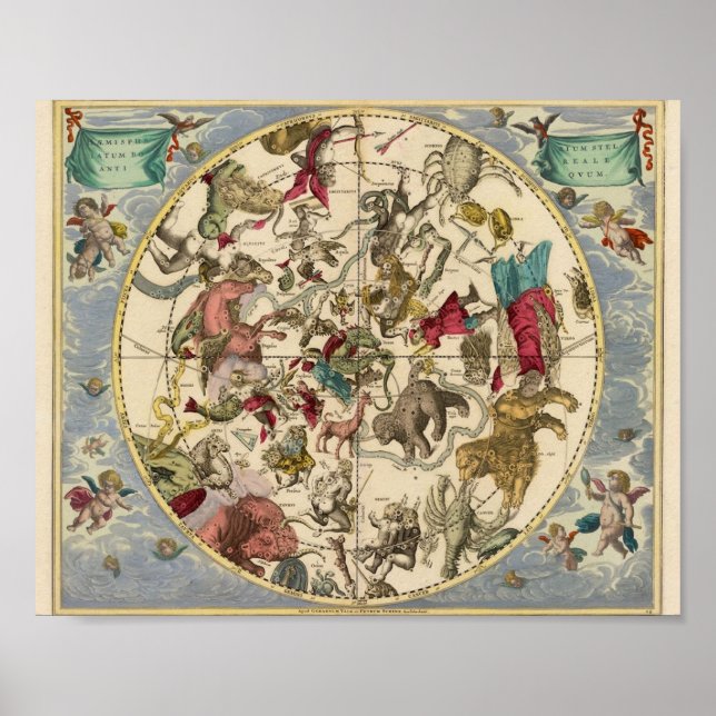 Vintage Zodiac Map Poster (Front)