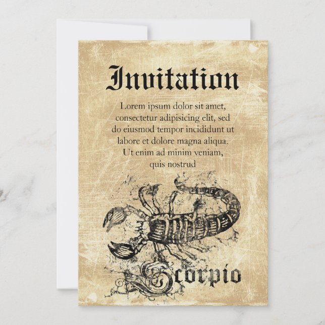 Vintage Zodiac Scorpio Invitation (Front)