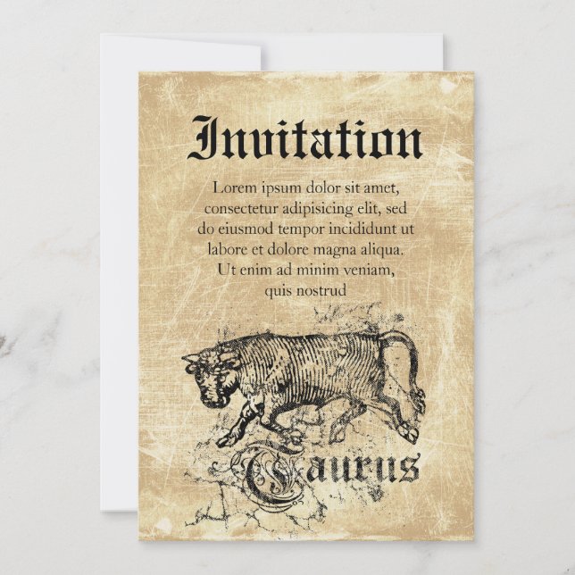Vintage Zodiac Taurus Invitation (Front)