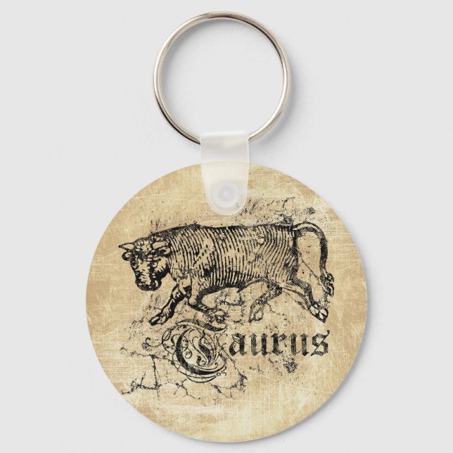 Vintage Zodiac Taurus Key Ring (Front)