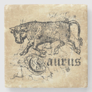 Vintage Zodiac Taurus Stone Coaster