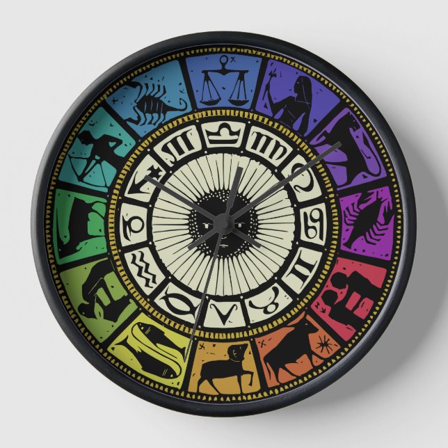 Vintage Zodiac Wheel Clock (Front)