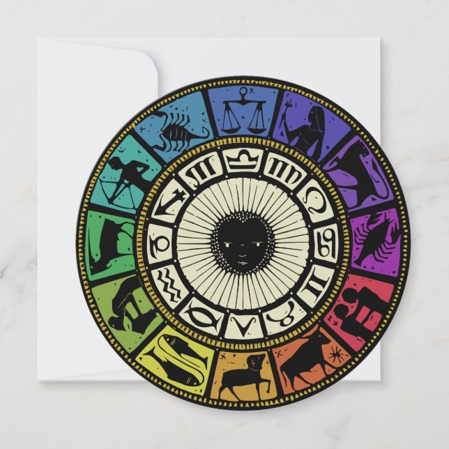 Vintage Zodiac Wheel Invitation (Front)