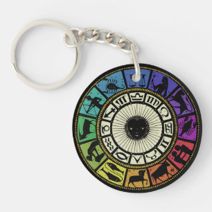 Vintage Zodiac Wheel Key Ring