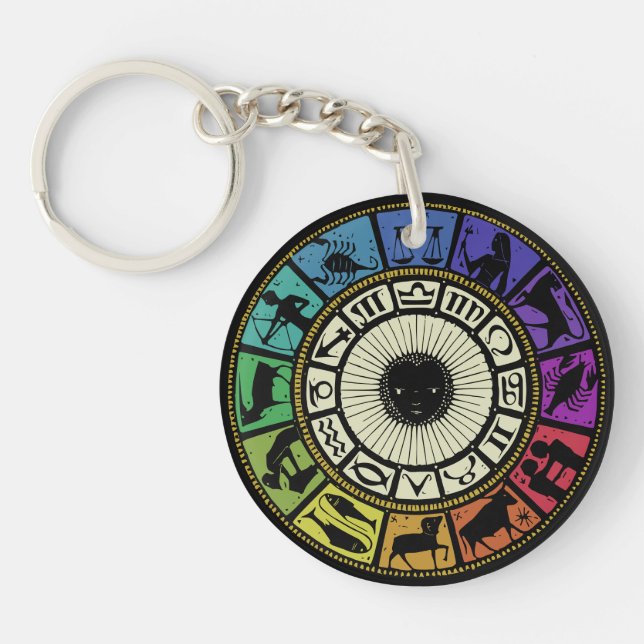 Vintage Zodiac Wheel Key Ring (Front)