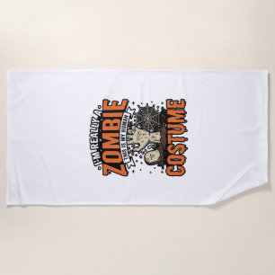 Vintage Zombie Costume Halloween Shirt Design_1 Beach Towel