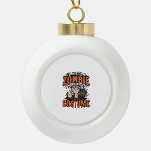 Vintage Zombie Costume Halloween Shirt Design_1 Ceramic Ball Christmas Ornament