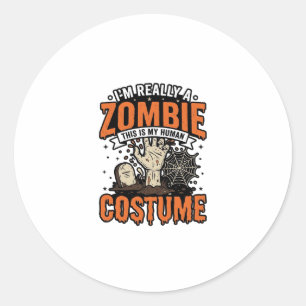 Vintage Zombie Costume Halloween Shirt Design_1 Classic Round Sticker