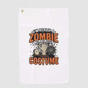 Vintage Zombie Costume Halloween Shirt Design_1 Golf Towel