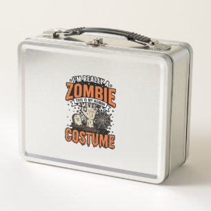 Vintage Zombie Costume Halloween Shirt Design_1 Metal Lunch Box