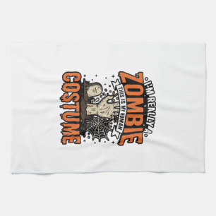 Vintage Zombie Costume Halloween Shirt Design_1 Tea Towel