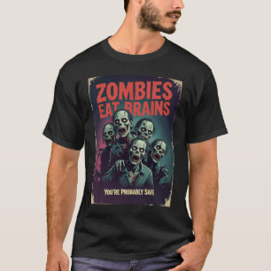 Vintage Zombie Movie Tee - Brains Humour Halloween