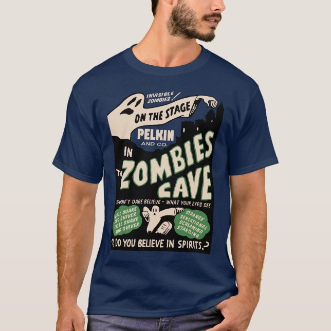 Vintage Zombie's Cave Spook Show T-Shirt (Front)