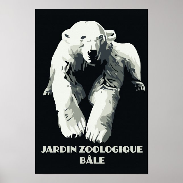 Vintage Zoo ad Basel polar bear Poster (Front)