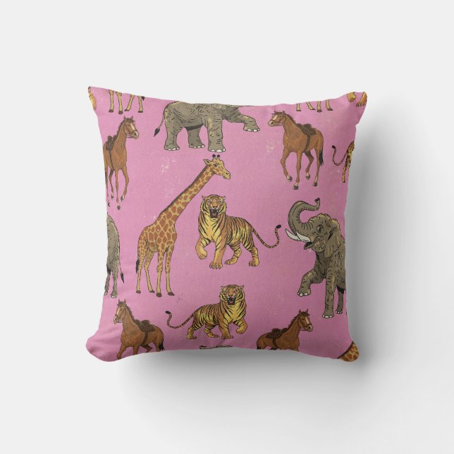 Vintage Zoo Animals Cushion (Front)