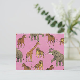 Vintage Zoo Animals Holiday Postcard