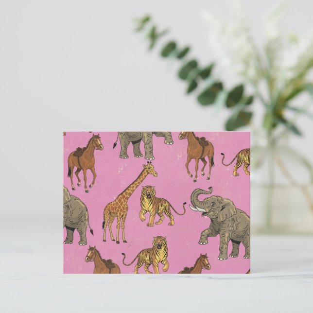 Vintage Zoo Animals Holiday Postcard (Standing Front)