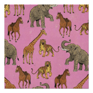 Vintage Zoo Animals Poster