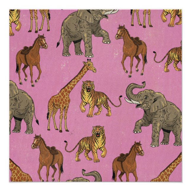 Vintage Zoo Animals Poster (Front)