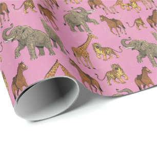 Vintage Zoo Animals Wrapping Paper