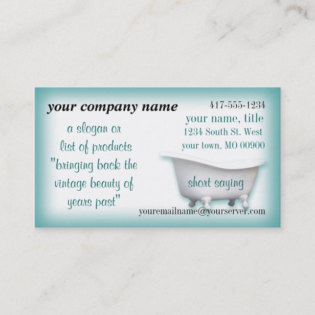 VintageBathtub Business Card2-customise-choices Card (Front)