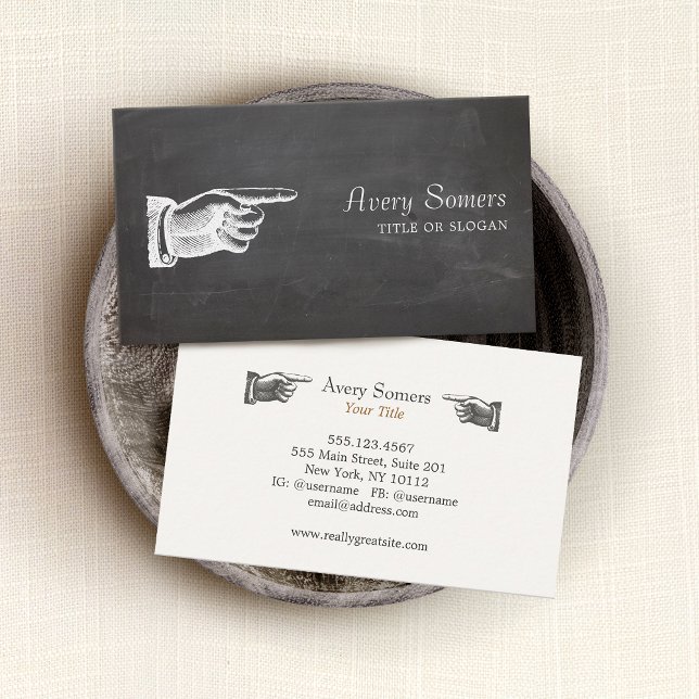 VintageFinger Pointing Hand  Business Card (Creator Uploaded)