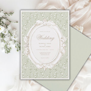 VintageFloral Whimsical Sage Wedding Invitation