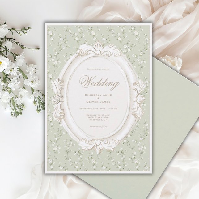 VintageFloral Whimsical Sage Wedding Invitation (Creator Uploaded)