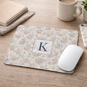 VintageRustic Shabby Chic Floral on Wood Farmhouse Mouse Mat