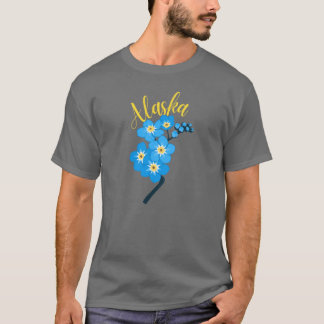 VintageStyle Alaska Alpine ForgetMeNot Yellow Text T-Shirt