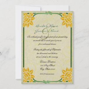 VintageYellow Flowers Wedding Rehearsal Dinner Invitation