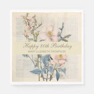 Vintaqe Wildflower 80th Birthday Napkin
